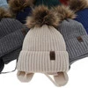 Winterset Jungen: Mütze und Schlauchschal mit Bommel Navy Blau Puzel