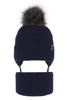 Winterset für Jungen: Mütze und Schlauchschal mit Bommel in Navy Blau Honed
