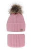 Winterset Mädchen: Mütze und Schlauchschal mit Bommel Rosa Willow