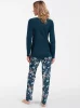  Langärmliger Pyjama für Damen von Hariet. Lange Hose, blaugrün/gemustert