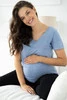 Umstands- und Stillbluse M-Shirt V-Ausschnitt, blau