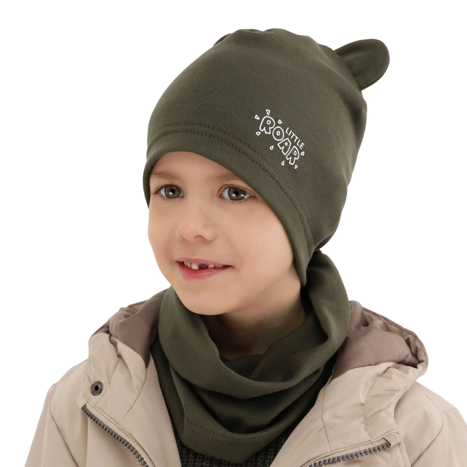 Herbst und Frühlingsset Jungen: Mütze und Schlauchschal Camel Cymes