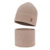 Herbst und Frühlingsset Jungen: Mütze und Schlauchschal 100% extrafeine Merinowolle Beige Bruce