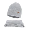 Winterset Damen: Mütze und Schal, Winter, grau, mit Merinowolle, Seala