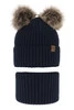 Winterset für Jungen: Mütze und Schlauchschal mit zwei Bommeln Navy Blau Oxford