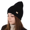 Damenmütze Frühling- Winter Schwarz 100% extrafeine Merinowolle Sophie