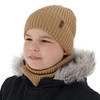 Winterset Jungen: Mütze und Schlauchschal, camel, mit Merinowolle, Colton