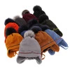 Winterset Jungen: Mütze und Schlauchschal mit Bommel Camel Burgund