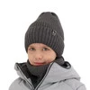 Winterset für Jungen: Mütze und Schlauchschal aus Merinowolle in Beige Gecko