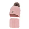 Winterset Mädchen: Mütze und Schlauchschal aus 100% extrafeiner Merinowolle, gefüttert mit Wollfleece in Rosa Martina