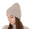 Wintermütze Damen 100% extrafeine Merinowolle Beige Ariga
