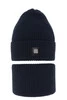Winterset für Jungen: Mütze und Schlauchschal in Navy Blau Amadeo