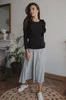  Milky Waves Stillbluse mit langen Ärmeln, schwarz