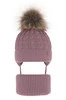 Winterset für Mädchen: Mütze und Schlauchschal mit Bommel in Rosa Tukana