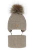 Winterset Mädchen: Mütze und Schlauchschal mit Bommel Beige Dilajla