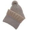 Winterset für Jungen: Mütze und Schlauchschal mit Bommel in Beige aus Merinowolle Talar