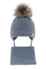 Winterset Jungen: Mütze und Schal Merinowolle Blau Anastazy