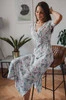  Two Ways LANGES Umstands- und Stillkleid mit Magnolien und Vögeln