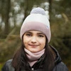 Winterset Mädchen: Mütze und Schlauchschal mit Bommel Rosa Rosalin
