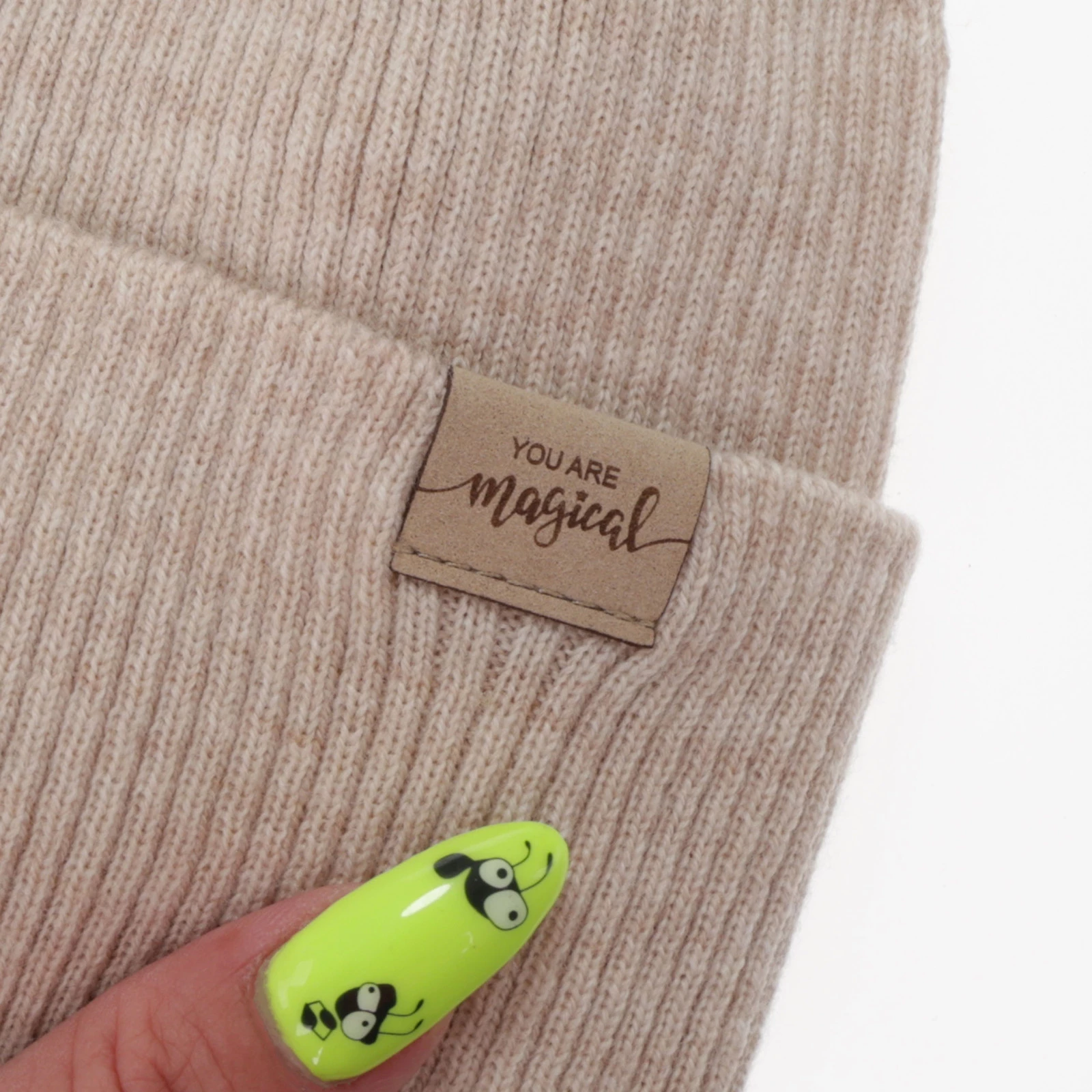 Herbst und Frühlingsset Mädchen: Mütze und Schlauchschal, beige, 100% Merinowolle, Magenta