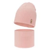 Herbst und Frühlingsset Mädchen: Mütze und Schlauchschal 100% extrafeine Merinowolle Rosa Chelsie