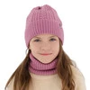 Winterset Mädchen: Mütze und Schlauchschal aus 100% extrafeiner Merinowolle in Violett Jenny