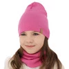 Herbst und Frühlingsset Mädchen: Mütze und Schlauchschal 100% extrafeine Merinowolle Rosa Ricona