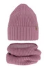 Winterset für Mädchen: Mütze und Schlauchschal aus Merinowolle in Violet Mesalia