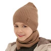 Herbst und Frühlingsset Jungen: Mütze und Schlauchschal 100% extrafeine Merinowolle Khaki Chester