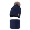 Winterset für Jungen: Mütze und Schlauchschal mit Bommel in Navy Blau Endo
