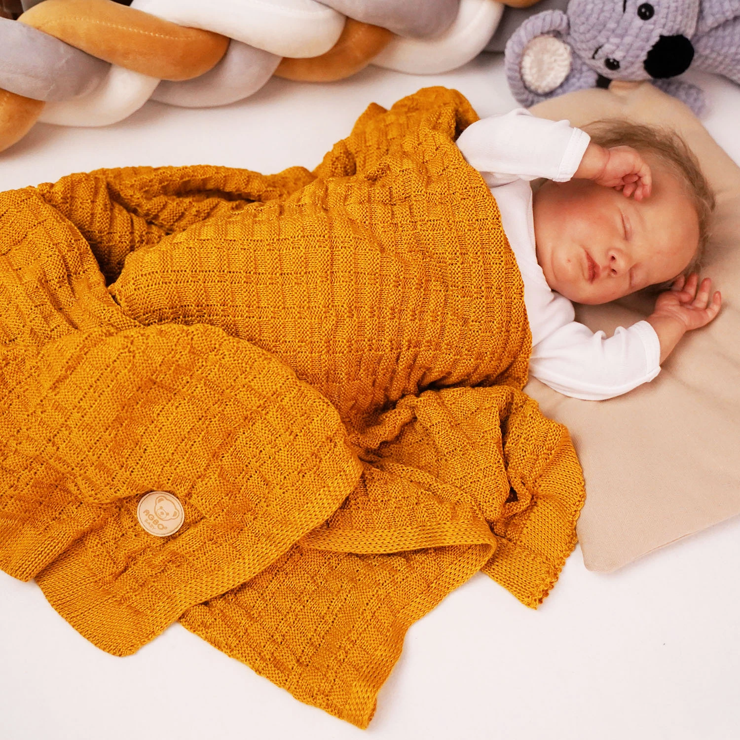 Baby und Kinder Decke aus 100% Bambus-Fasern Senffarben Misio