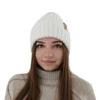 Wintermütze Damen Weiß aus Merinowolle Caro