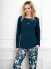  Langärmliger Pyjama für Damen von Hariet. Lange Hose, blaugrün/gemustert