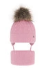 Winterset für Mädchen: Mütze und Schlauchschal mit Bommel in Rosa Tukana