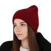 Wintermütze Damen 100% extrafeine Merinowolle Burgunder Ariga