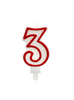 Świeczka cyferka "3" - Red contour