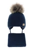 Winterset Jungen: Mütze und Schal Merinowolle Navy Blau Anastazy