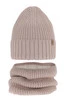 Winterset für Mädchen: Mütze und Schlauchschal aus Merinowolle in Beige Mesalia