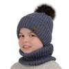 Winterset für Jungen: Mütze und Schlauchschal mit Bommel in Beige Wonder