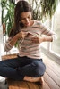 Umstands- und Stillbluse Milk Shirt, 7/8-Ärmel, grün gestreift