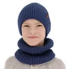 Winterset Jungen: Mütze und Schlauchschal, blau, mit Merinowolle, Colton