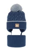 Winterset Jungen: Mütze und Schlauchschal mit Bommel Blau Pikolo