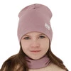 Herbst und Frühlingsset Mädchen baumwolle: Mütze und Schlauchschal Rosa Friza