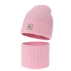 Herbst und Frühlingsset Mädchen: Mütze und Schlauchschal, 100% Merinowolle, Rosa, Vanita