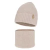 Winterset Mädchen: Mütze und Schlauchschal 100% extrafeine Merinowolle Beige Nelita