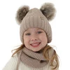 Winterset Mädchen: Mütze und Schlauchschal aus 100% extrafeiner Merinowolle in Beige Silvia