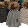 Winterset für Jungen: Mütze und Schlauchschal mit Bommel in Blau Onyks