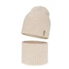 Herbst und Frühlingsset Mädchen: Mütze und Schlauchschal 100% extrafeine Merinowolle Beige Chelsie