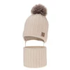 Winterset für Jungen: Mütze und Schlauchschal mit Bommel in Beige Endo