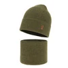 Herbst und Frühlingsset Jungen: Mütze und Schlauchschal 100% extrafeine Merinowolle Khaki Bruce